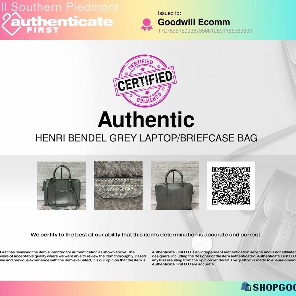 Henri Bendel Gray Satchel Silver Laptop/ Briefcase and COA - Picture 7 of 7